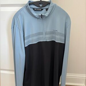 Travis Mathew  Blue and Black Quarter-Zip Pullover